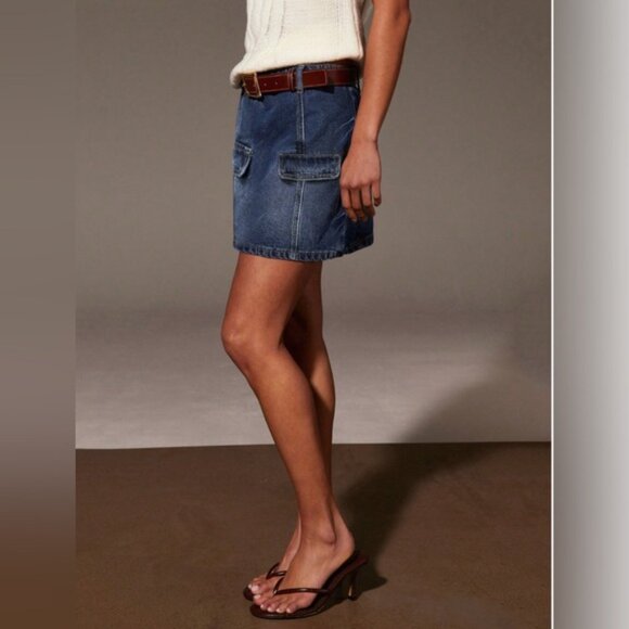Short Denim Mini Skirt Dark Wash - Picture 5 of 8